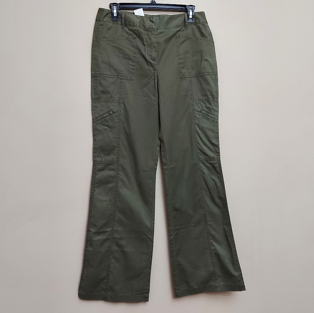 Ann Taylor Loft straight leg high waist cargo khaki pants